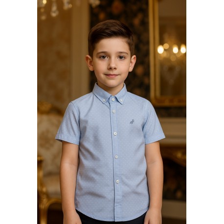CAMISA REF 6910 AZUL PUNTOS BLANCOS