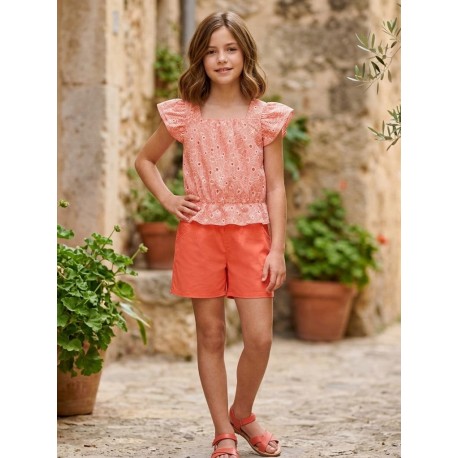 CONJUNTO EN OJALILLO MILON REF 15017 NARANJA