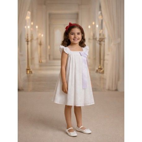 VESTIDO EN OJALILLO REF 30009-22 BLANCO
