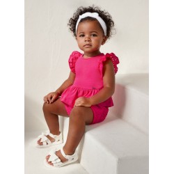 CONJUNTO BERMUDA PERFORADO BEBÉ NIÑA REF 1246 FUCSIA